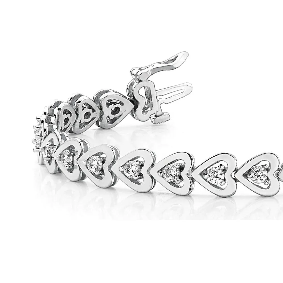 1.50 ctw Round Diamond Hearth Framed Tennis Bracelet