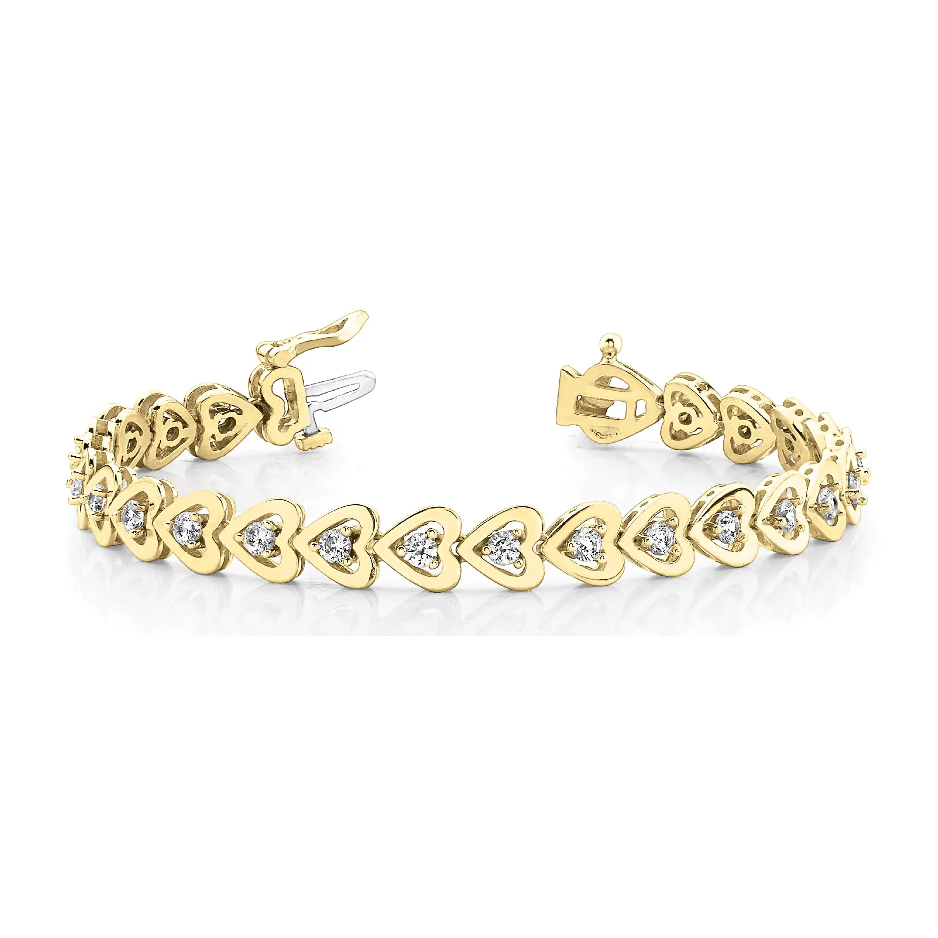 1.50 ctw Round Diamond Hearth Framed Tennis Bracelet