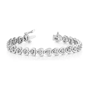 1.50 ctw Round Diamond Hearth Framed Tennis Bracelet