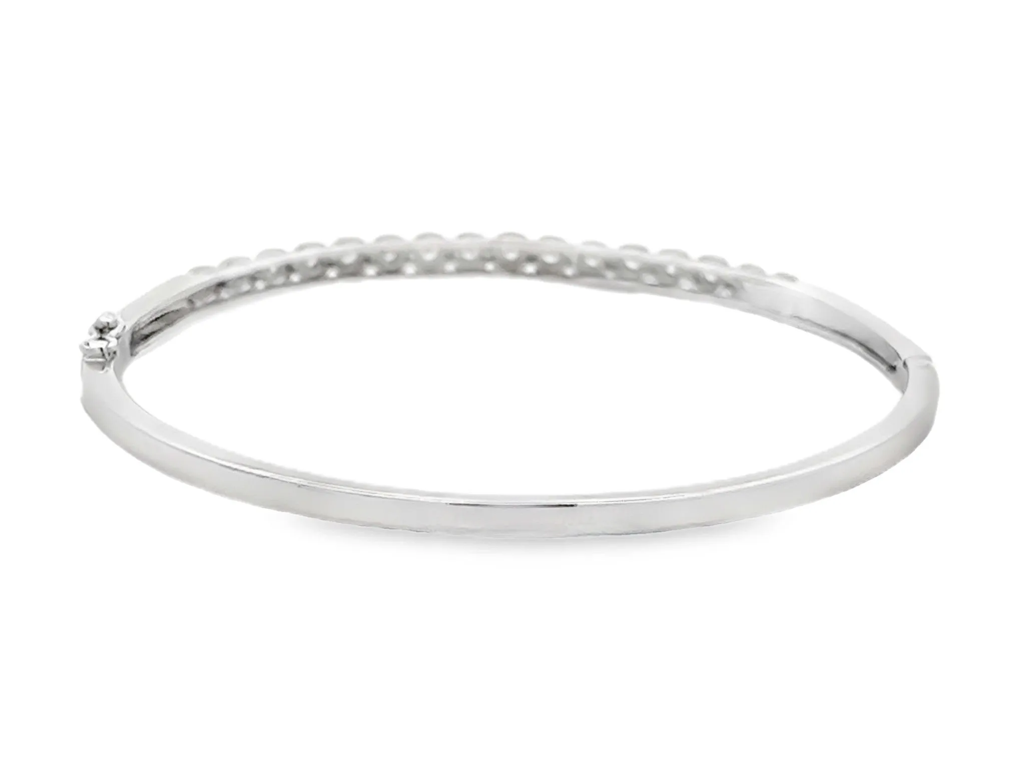 16 Diamond Bangle 18k Solid White Gold