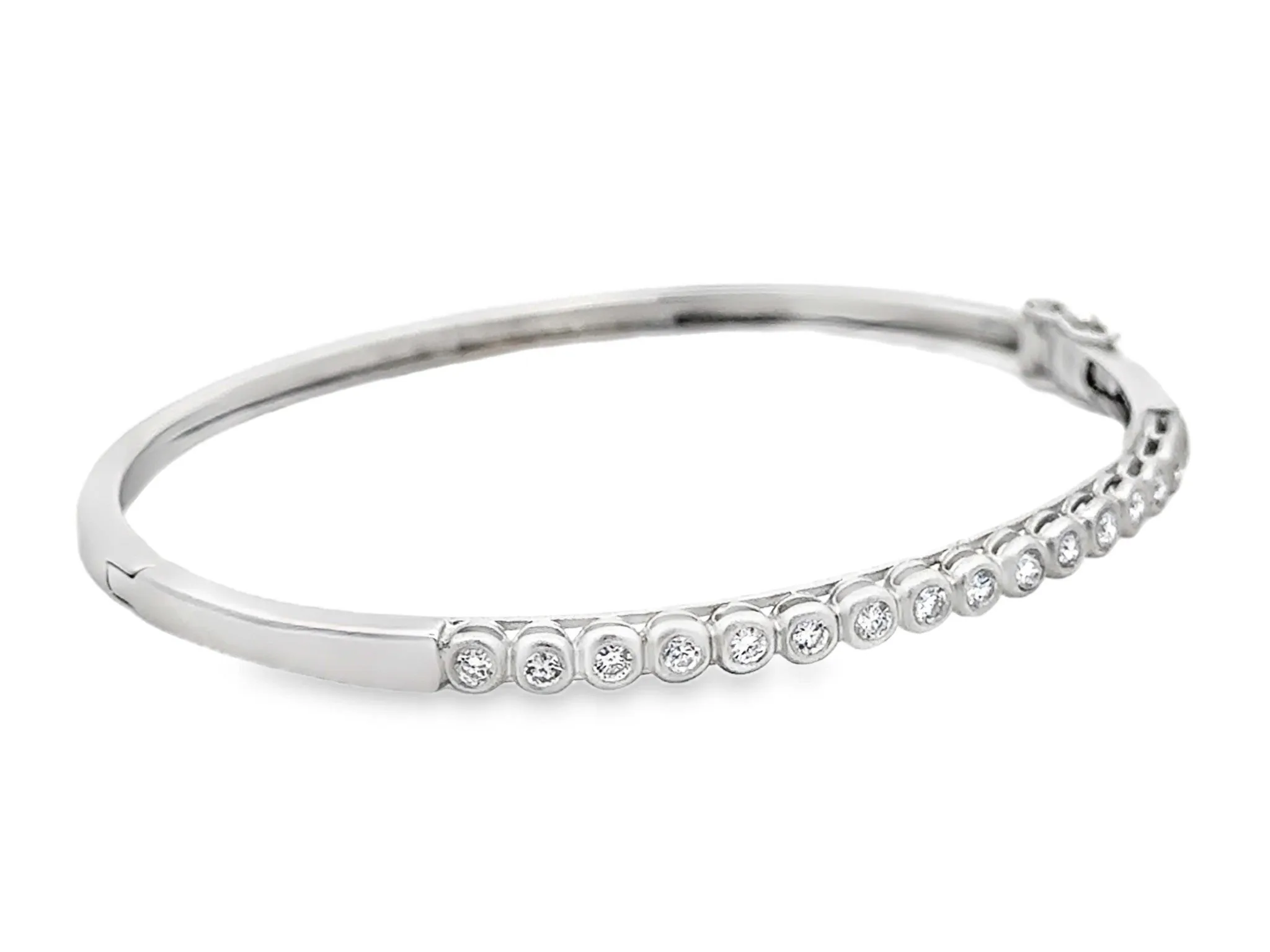 16 Diamond Bangle 18k Solid White Gold