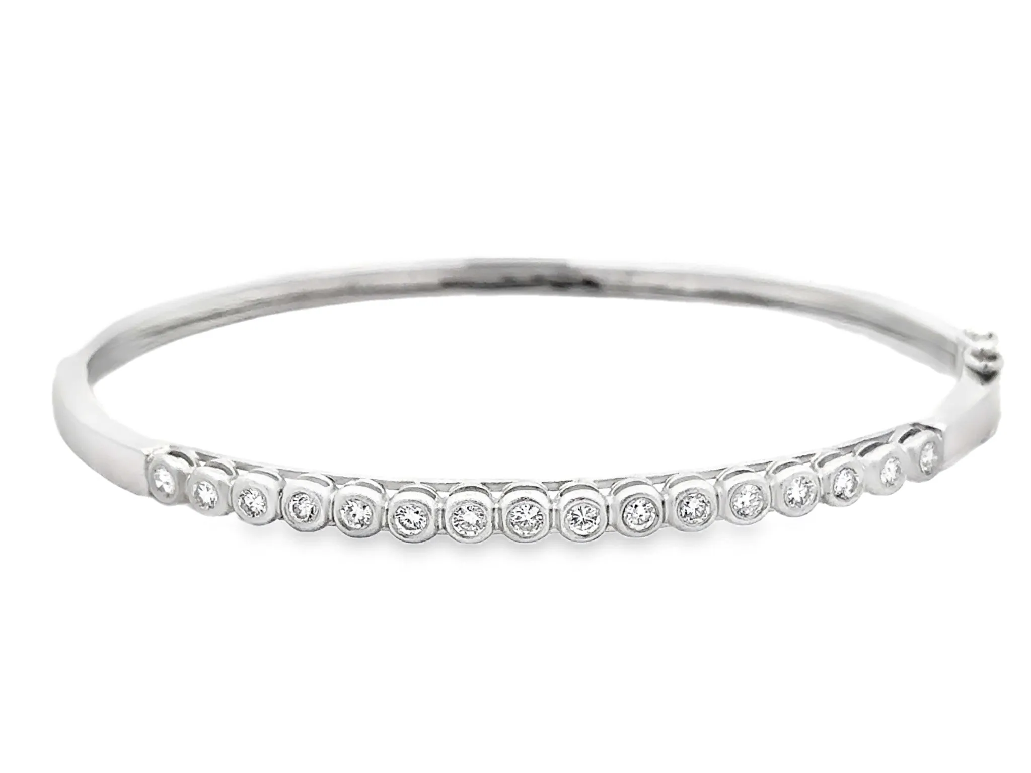 16 Diamond Bangle 18k Solid White Gold
