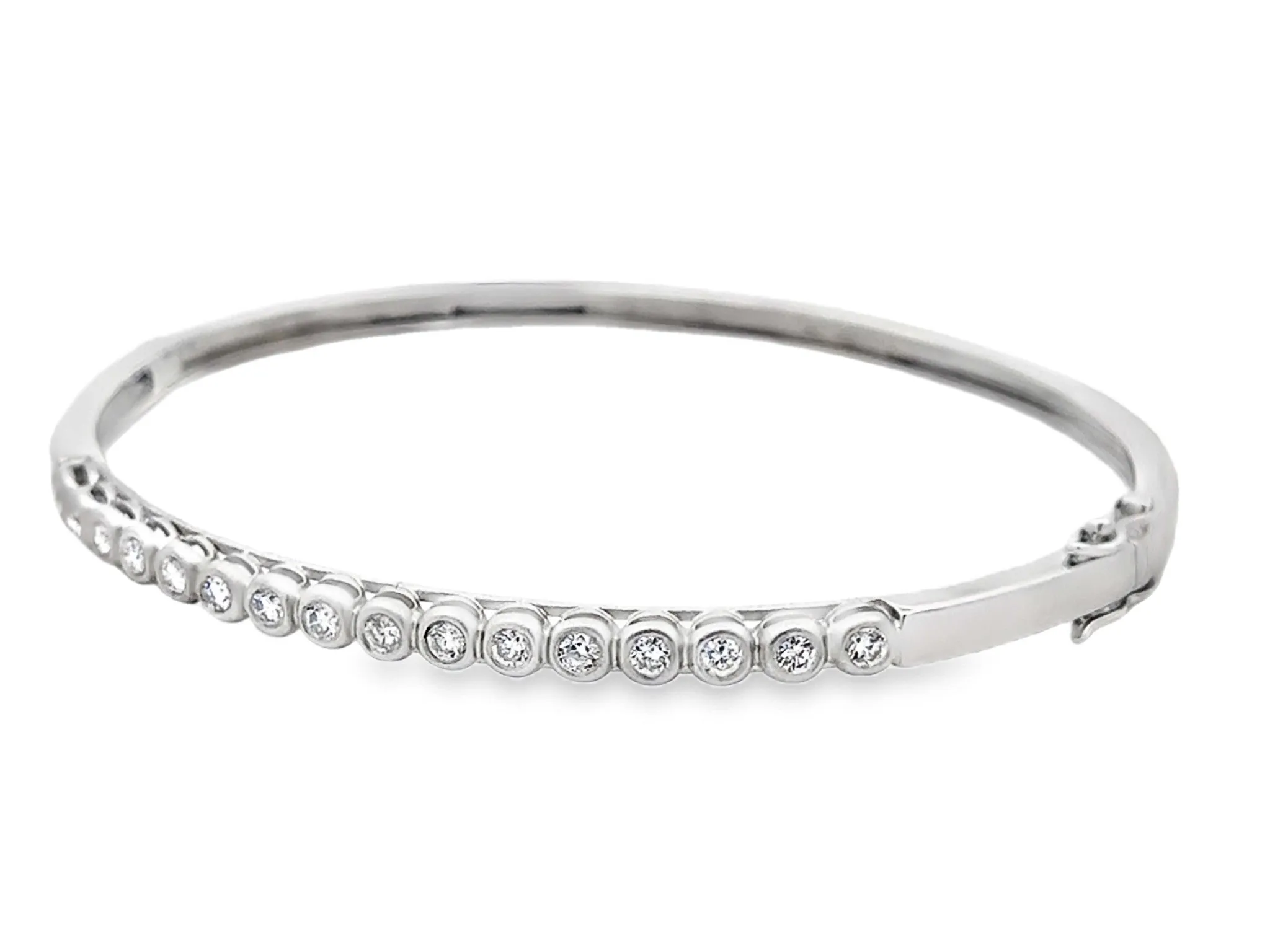 16 Diamond Bangle 18k Solid White Gold