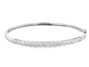 16 Diamond Bangle 18k Solid White Gold