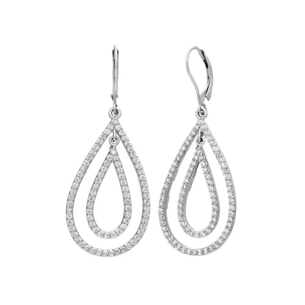 1.65 Carat Natural Diamond Earrings G SI 14K White Gold