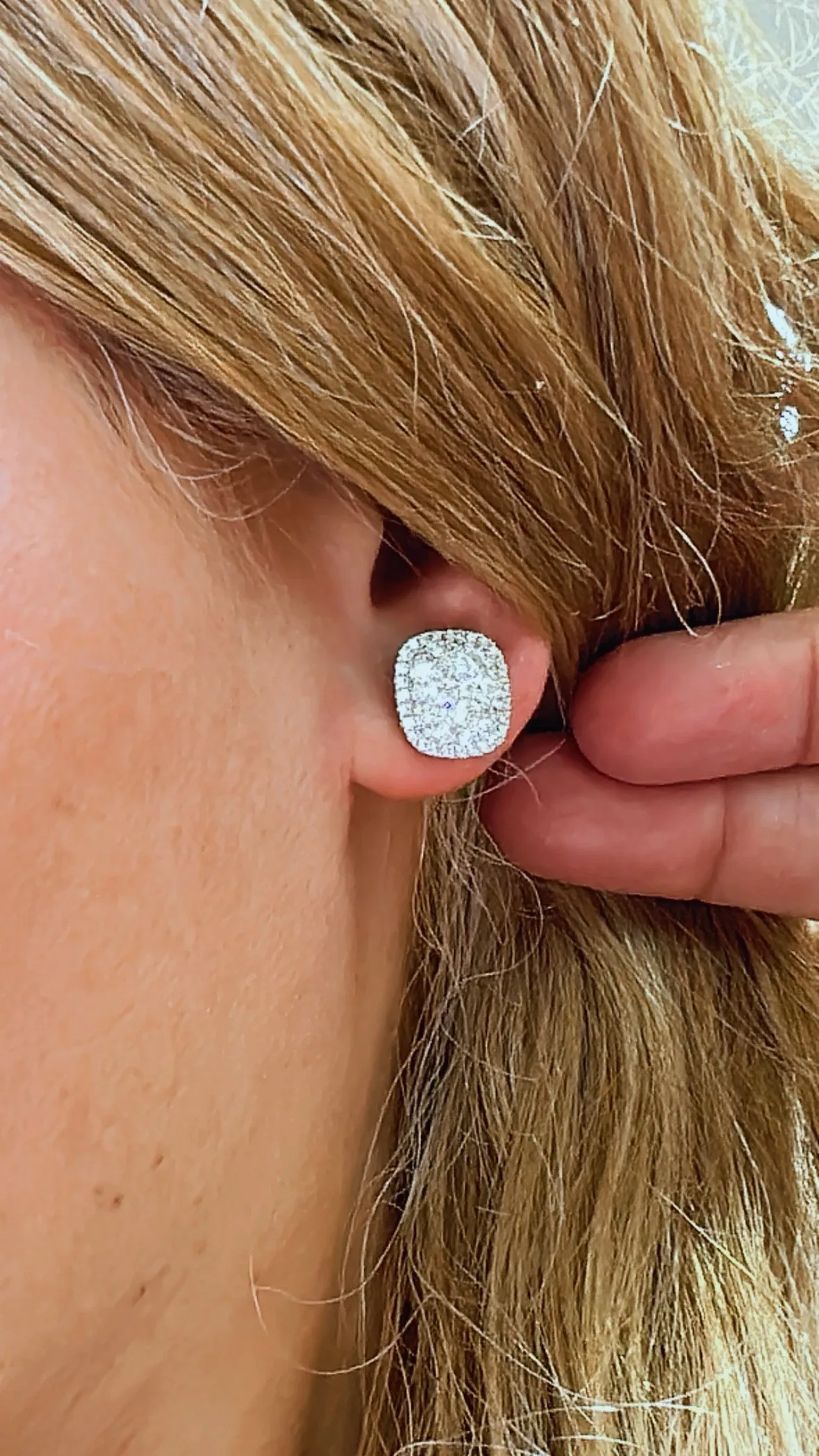 1.73ct tw Invisible Set Cushion & Halo Diamond Studs