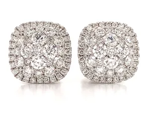 1.73ct tw Invisible Set Cushion & Halo Diamond Studs