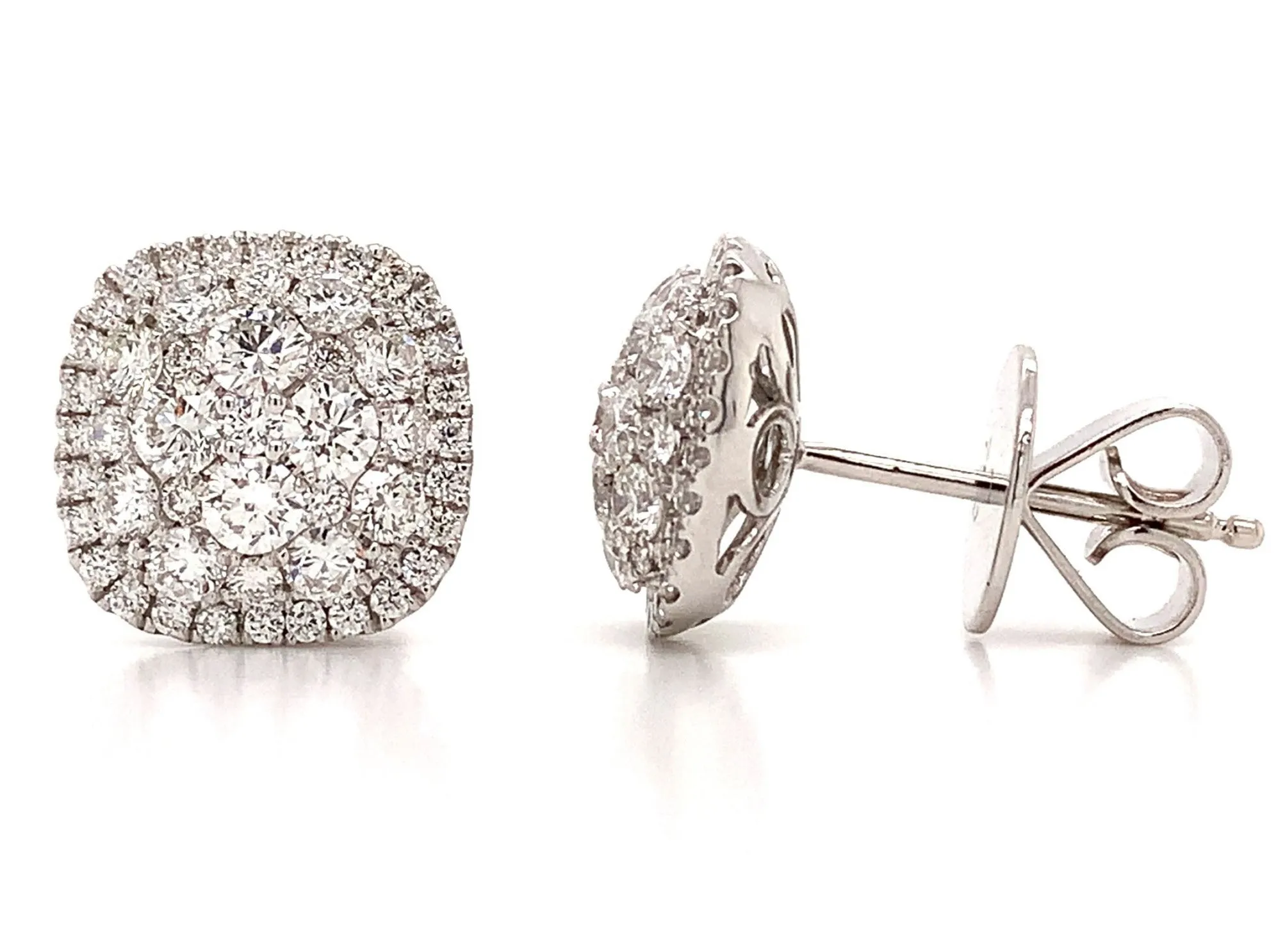 1.73ct tw Invisible Set Cushion & Halo Diamond Studs