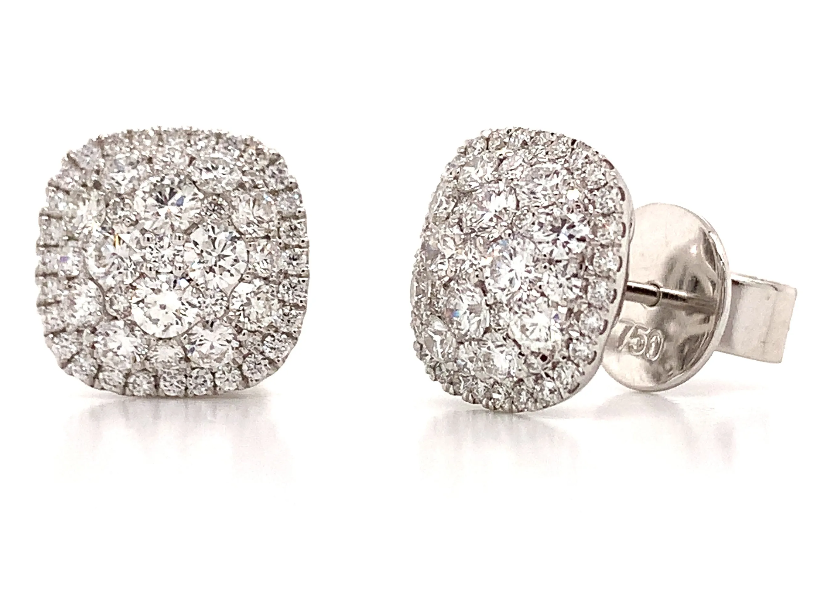 1.73ct tw Invisible Set Cushion & Halo Diamond Studs