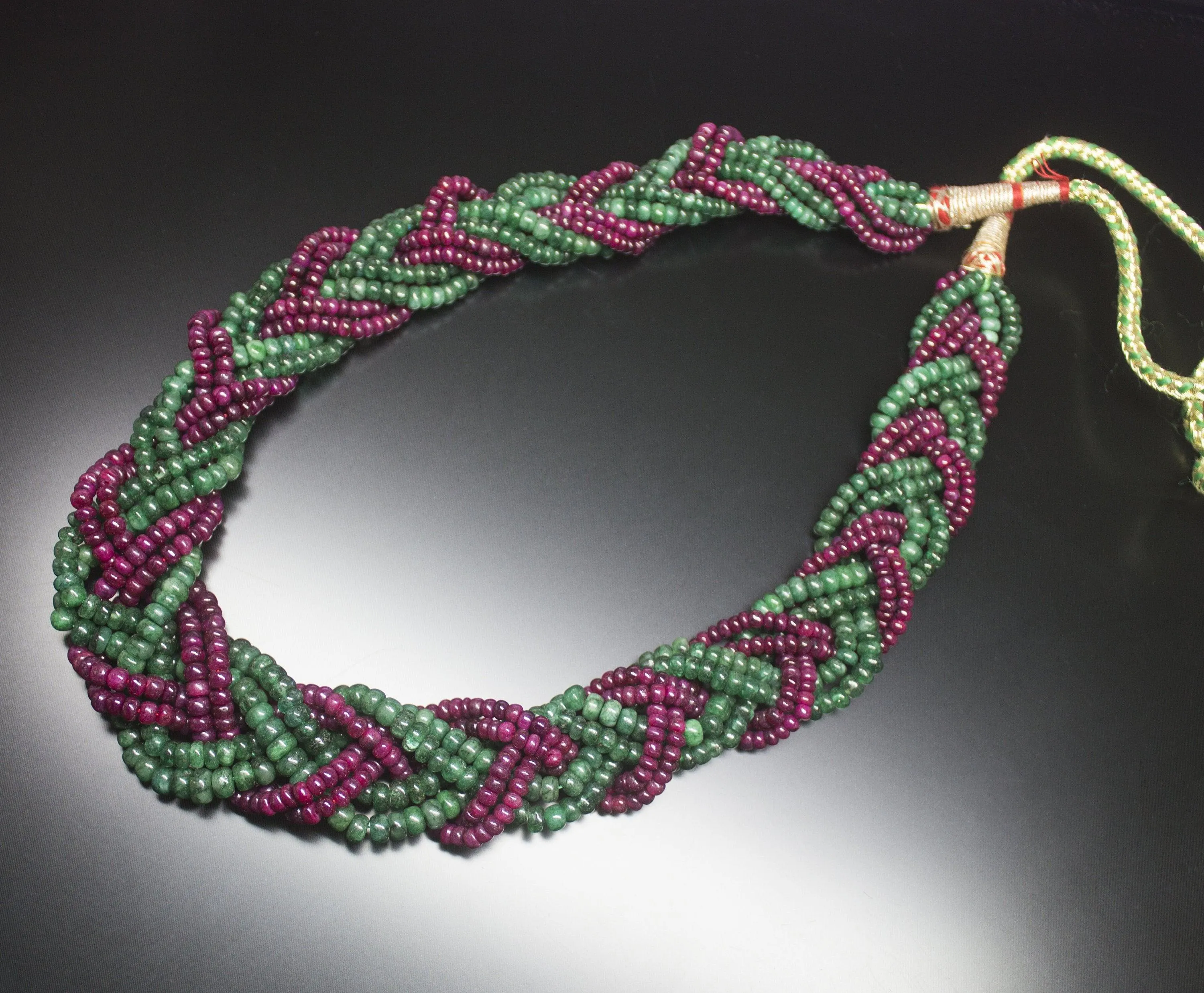 18 inches, 4-5mm, Ruby and Emerald Smooth Rondelle Designer Loose Gemstone Beaded Necklace
