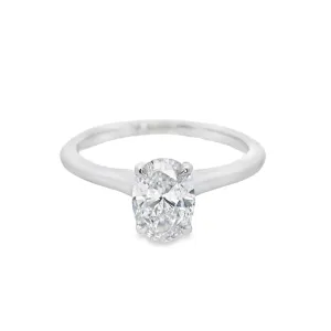 18ct White Gold Oval Cut Lab Grown Diamond 4 Claw Solitaire Engagement Ring TDW= 0.55ct