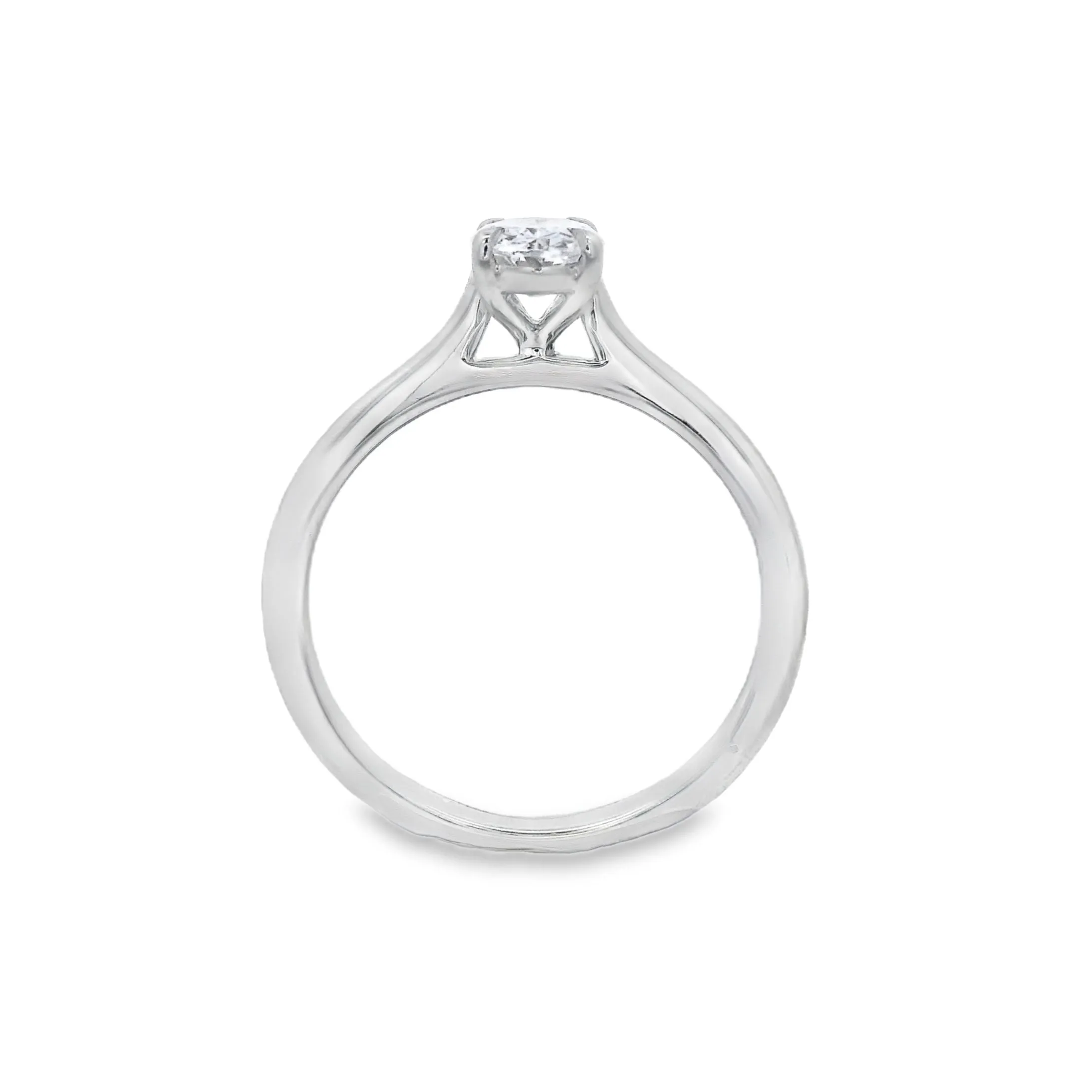 18ct White Gold Oval Cut Lab Grown Diamond 4 Claw Solitaire Engagement Ring TDW= 0.55ct