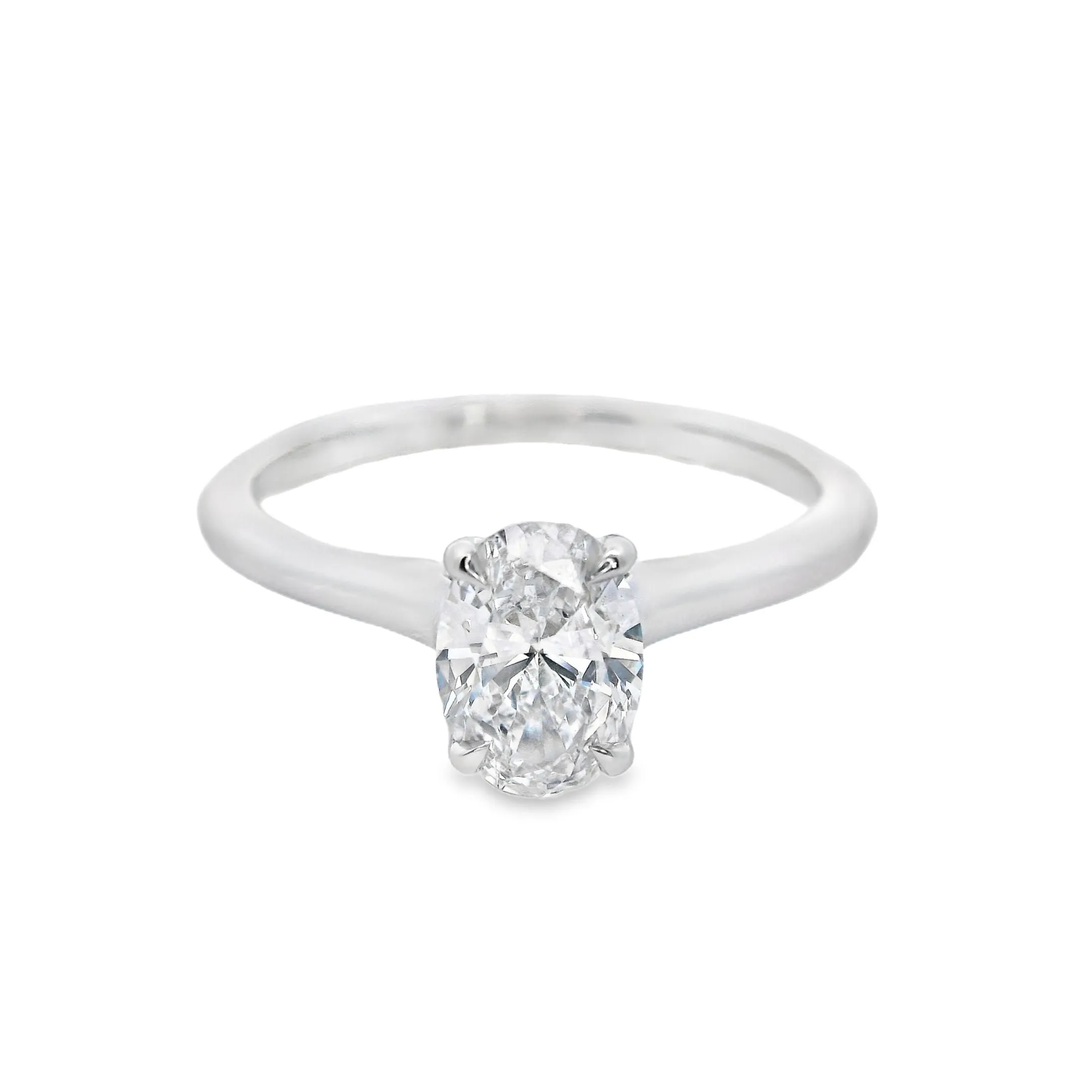 18ct White Gold Oval Cut Lab Grown Diamond 4 Claw Solitaire Engagement Ring TDW= 0.55ct
