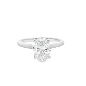 18ct White Gold Oval Lab Grown Diamond 4 Claw Solitare Ring TDW= 1.51ct