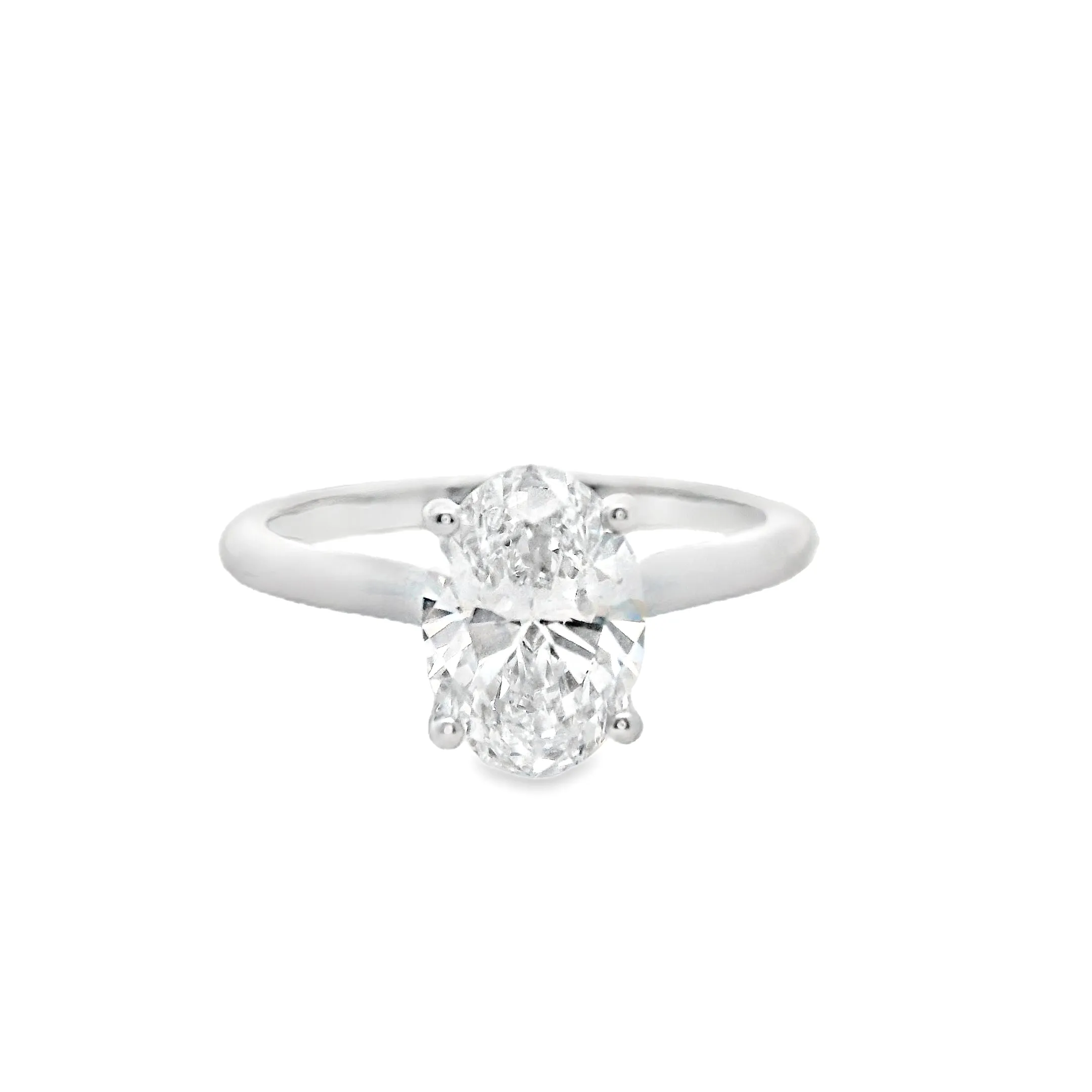18ct White Gold Oval Lab Grown Diamond 4 Claw Solitare Ring TDW= 1.51ct
