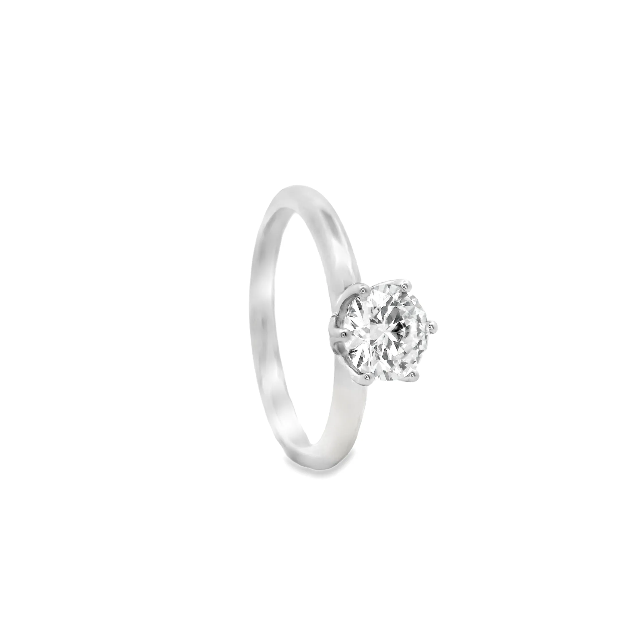 18ct White Gold Round Brilliant Lab Grown Diamond 6 Claw Solitaire Ring TDW= 0.72ct