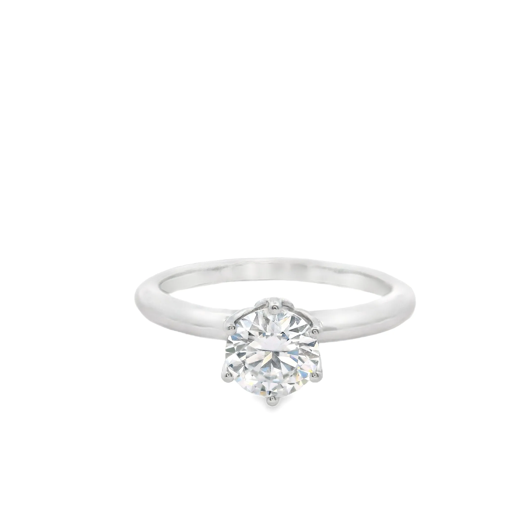 18ct White Gold Round Brilliant Lab Grown Diamond 6 Claw Solitaire Ring TDW= 0.72ct