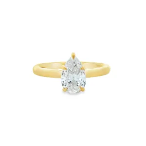 18ct Yellow Gold Pear Cut Lab Grown Diamond Solitaire Engagement Ring TDW= 1.05ct