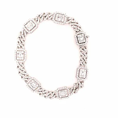 18K Diamond Cluster Station Bracelet White Gold