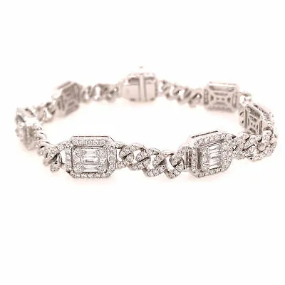 18K Diamond Cluster Station Bracelet White Gold