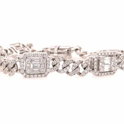 18K Diamond Cluster Station Bracelet White Gold