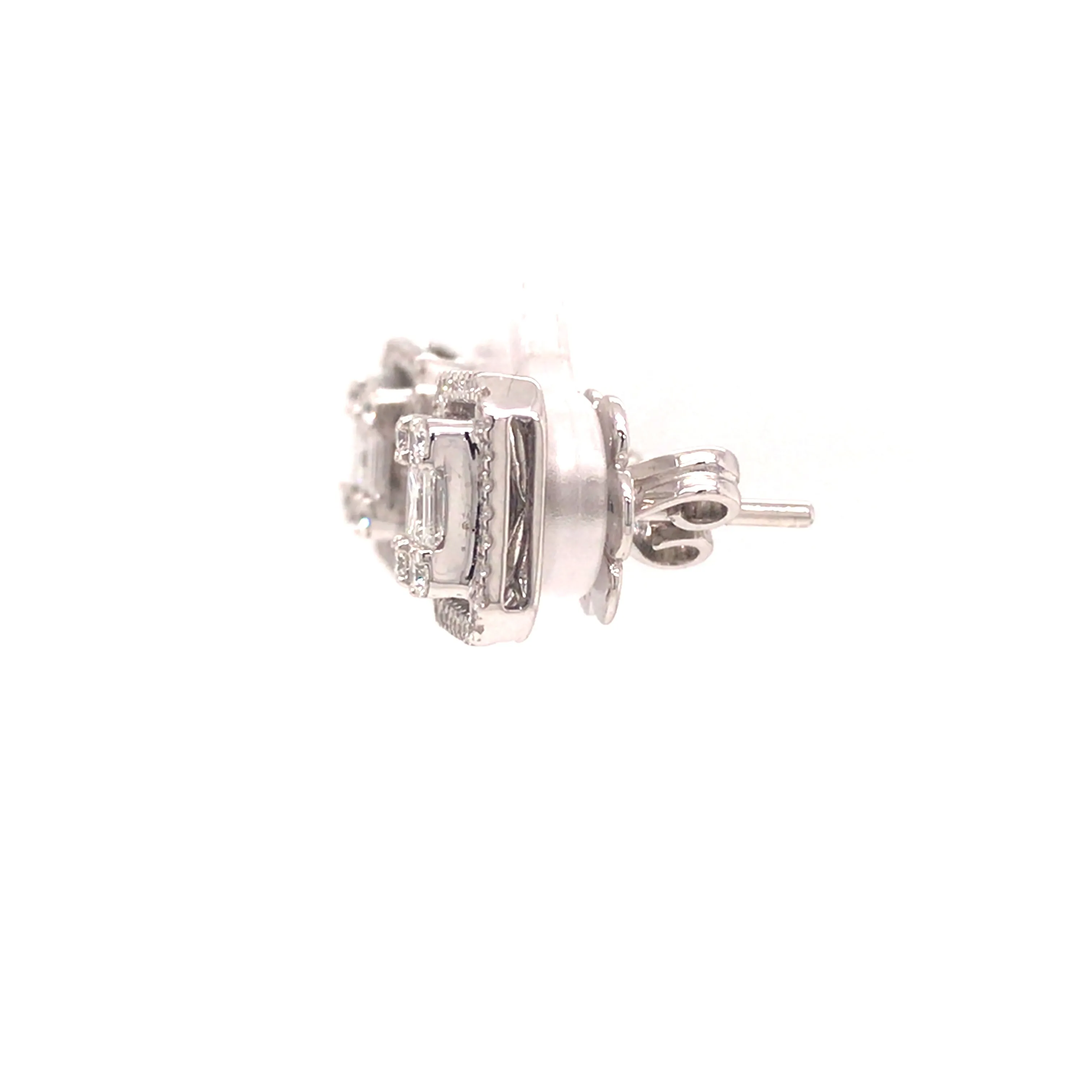 18K Diamond Cluster Stud Earring White Gold