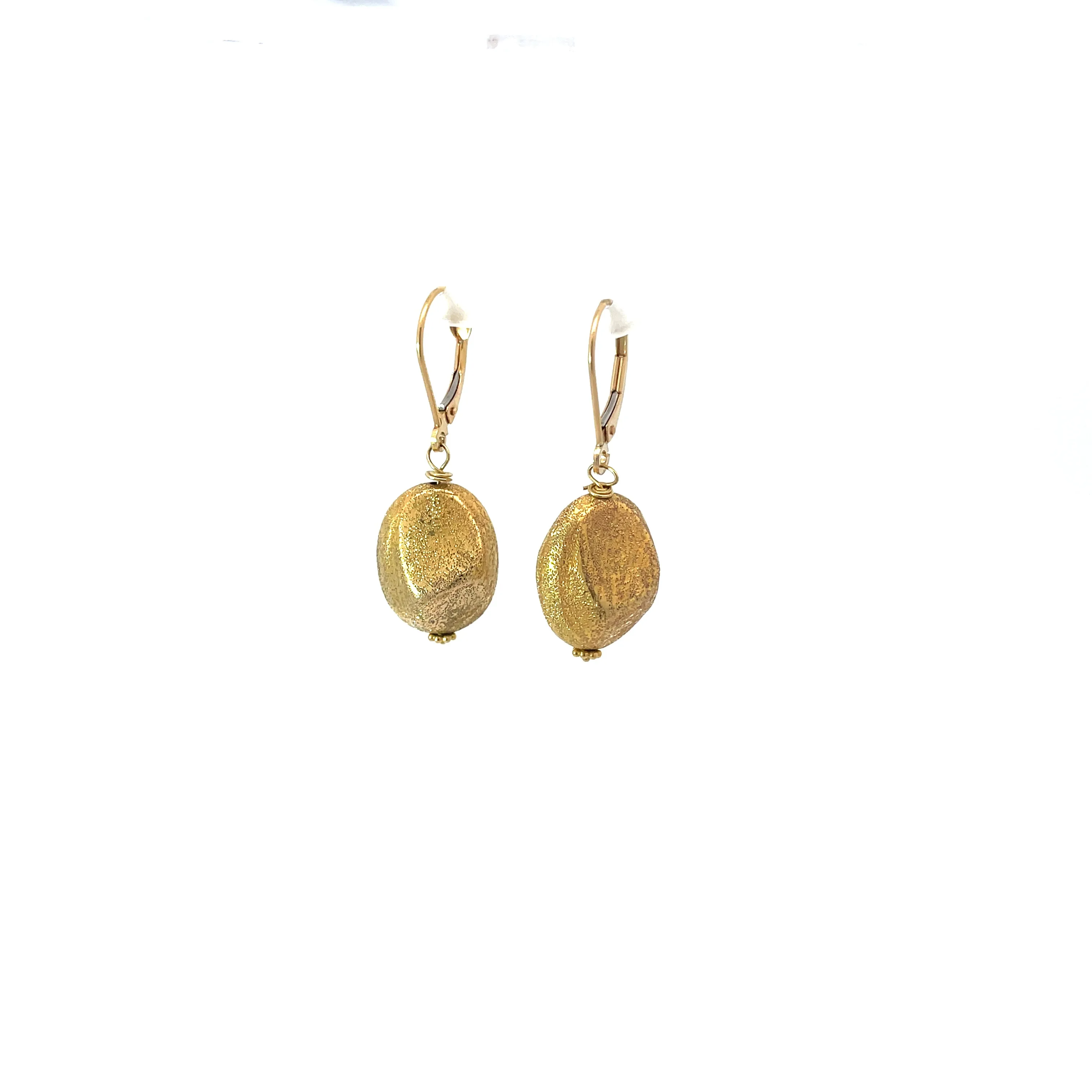 18k Gold Nuggett Drop Earrings