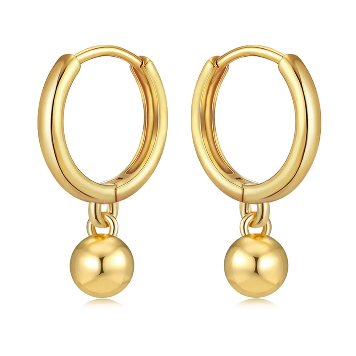 18K Gold-Plated Ball Hoop Earrings