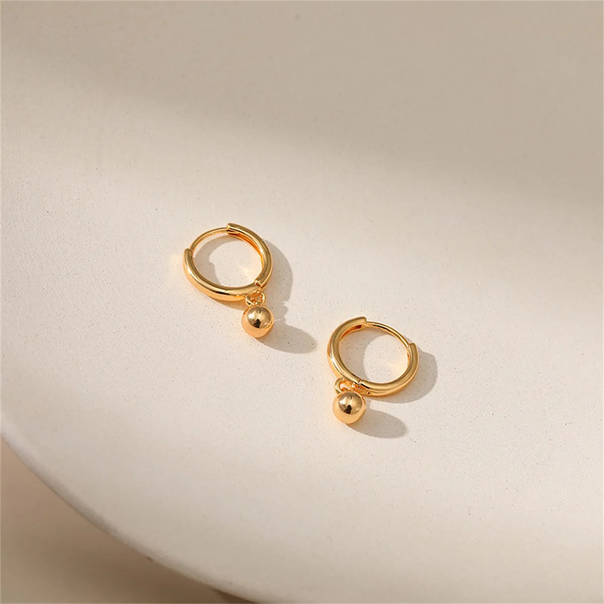 18K Gold-Plated Ball Hoop Earrings