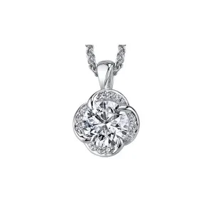 18K Palladium White Gold Maple Leaf (0.42ct) Canadian Diamond Winds Embrace Pendant