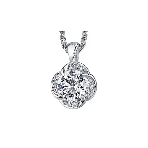 18K Palladium White Gold Maple Leaf (0.42ct) Canadian Diamond Winds Embrace Pendant