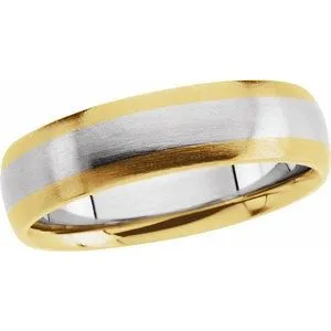 18K Yellow & Platinum & 18K Yellow 6 mm Half Round Band with Satin Finish Size 11.5