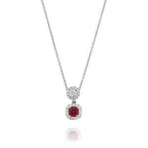 18K Yellow & White Ruby and Natural Diamond 18 inch Necklace