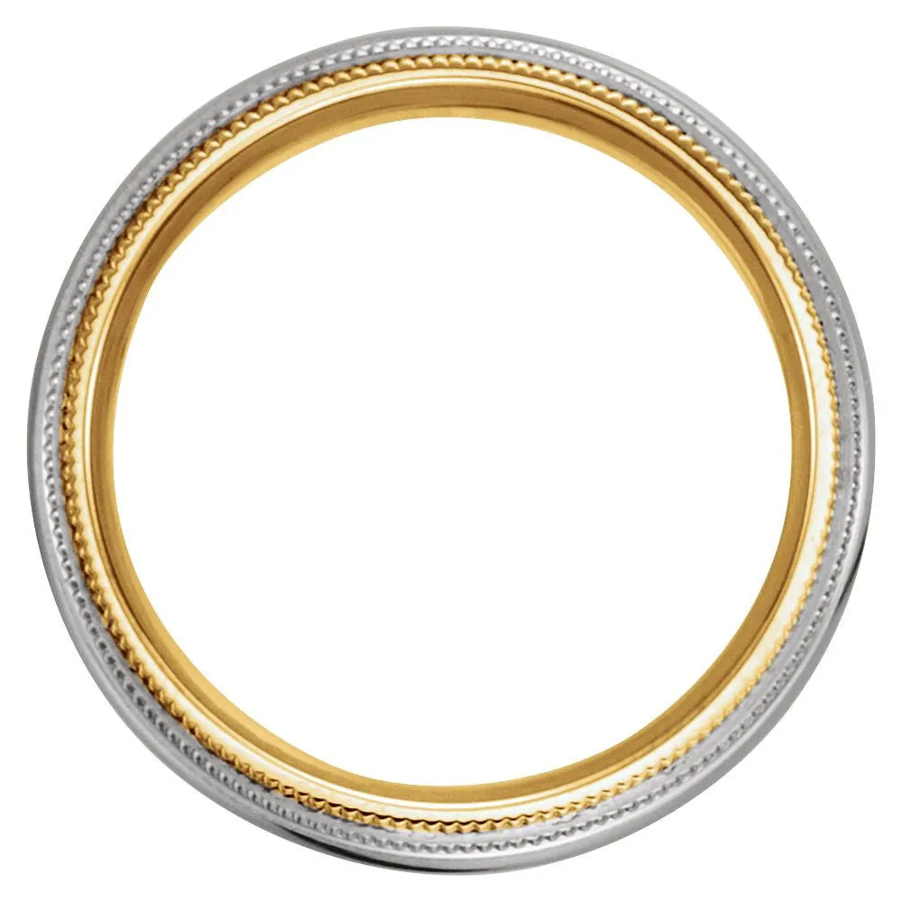 18k Yellow Gold & Platinum 5.5mm Comfort Fit Milgrain Band Size 6