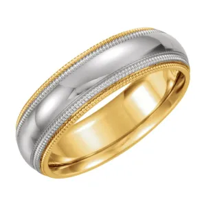 18k Yellow Gold & Platinum 5.5mm Comfort Fit Milgrain Band Size 6