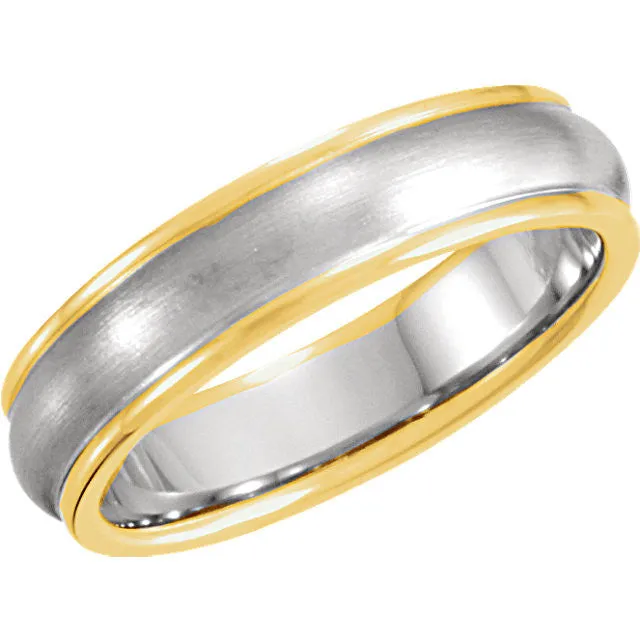 18k Yellow Gold & Platinum 5mm Comfort Fit Band Size 6