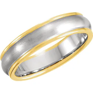 18k Yellow Gold & Platinum 5mm Comfort Fit Band Size 6