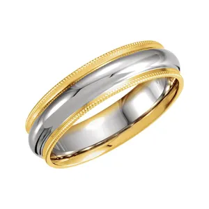18k Yellow Gold & Platinum 6mm Comfort-Fit Band Size 10.5