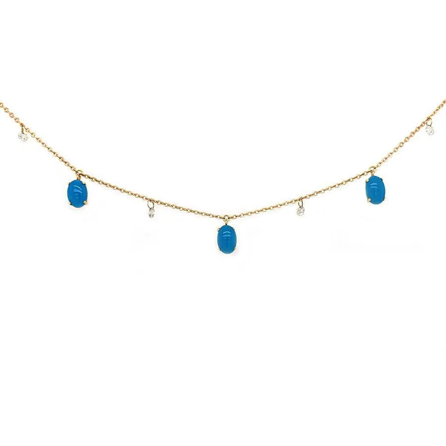 18k Yellow Gold Diamond & Turquoise Bracelet