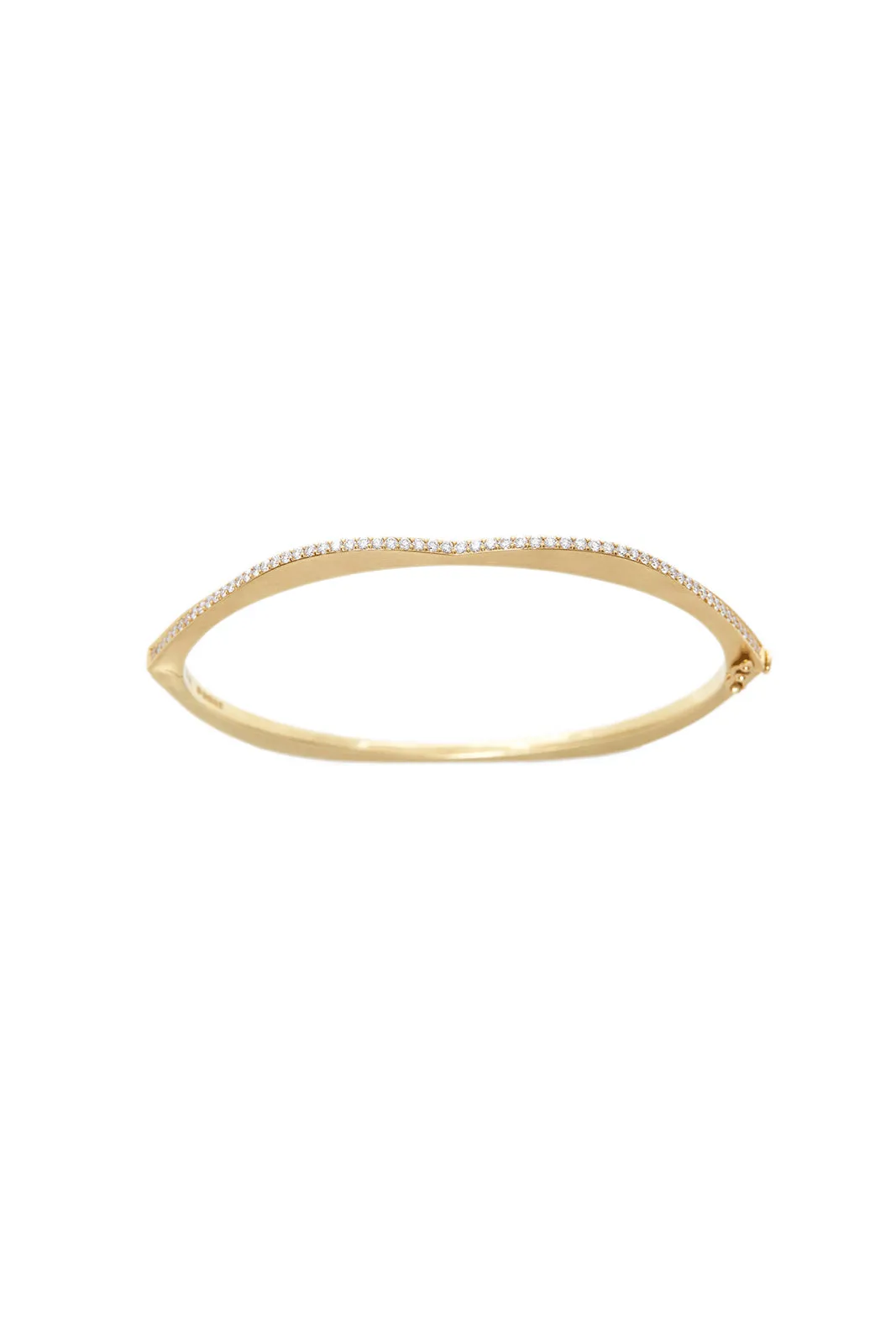 18K Yellow Gold Matte OMG Bangle with Diamonds