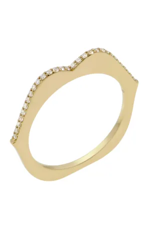 18K Yellow Gold Matte OMG Bangle with Diamonds