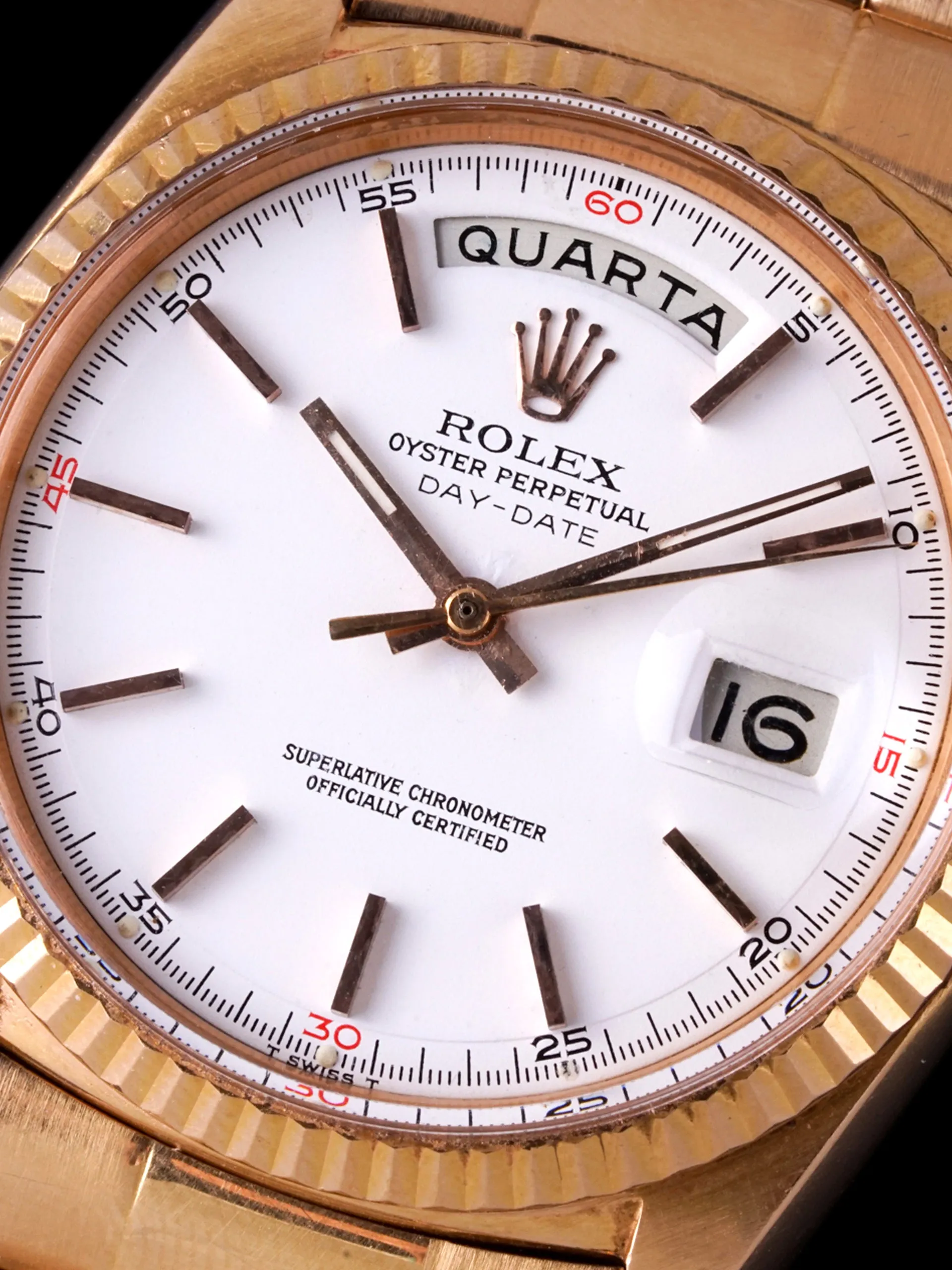 1968 Rolex Day-Date (Ref. 1803) 18K Rose Gold "Red Quarter Dial"