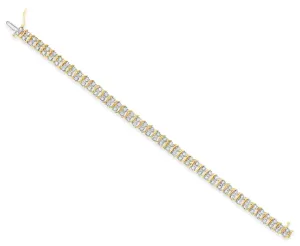 2 CT. Double Row S Style Diamond Tennis Bracelets 14k Yellow Gold