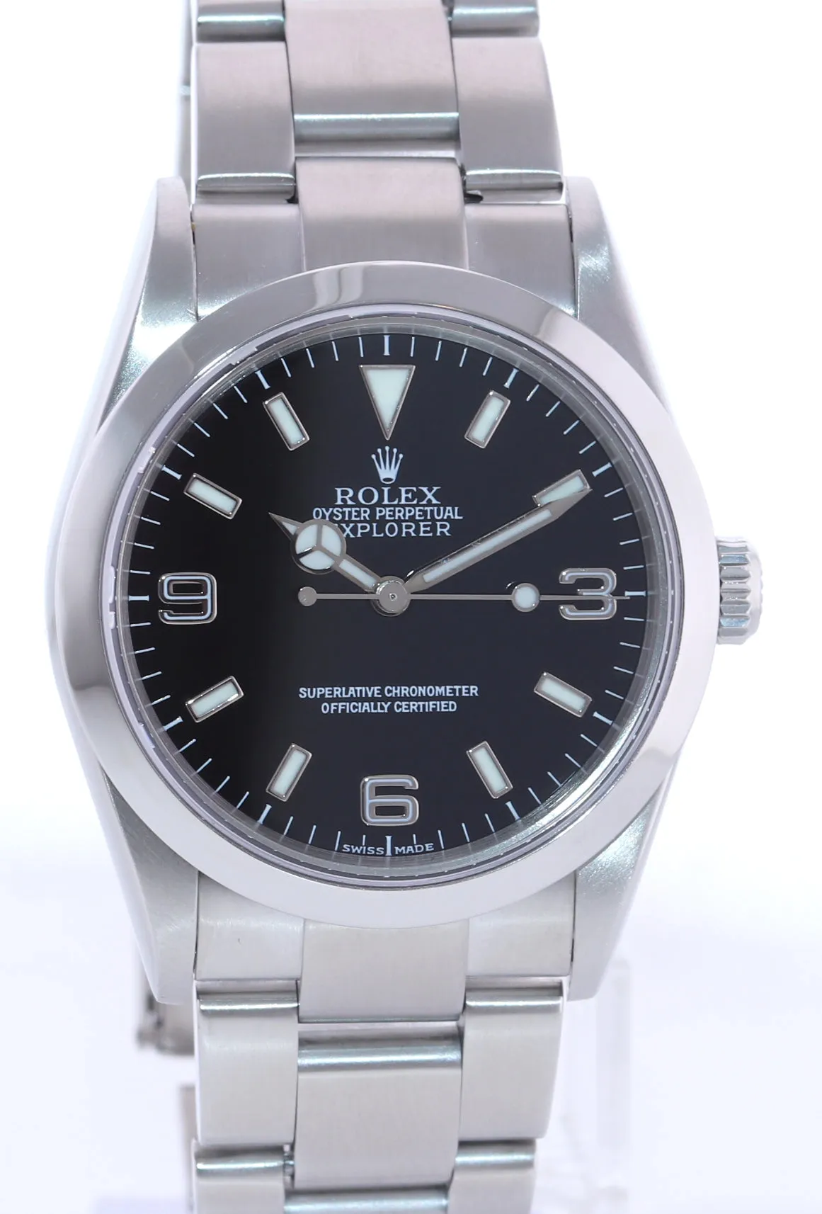 2001 Rolex Explorer I Black 36mm 114270 Steel Black Arabic Lume Watch