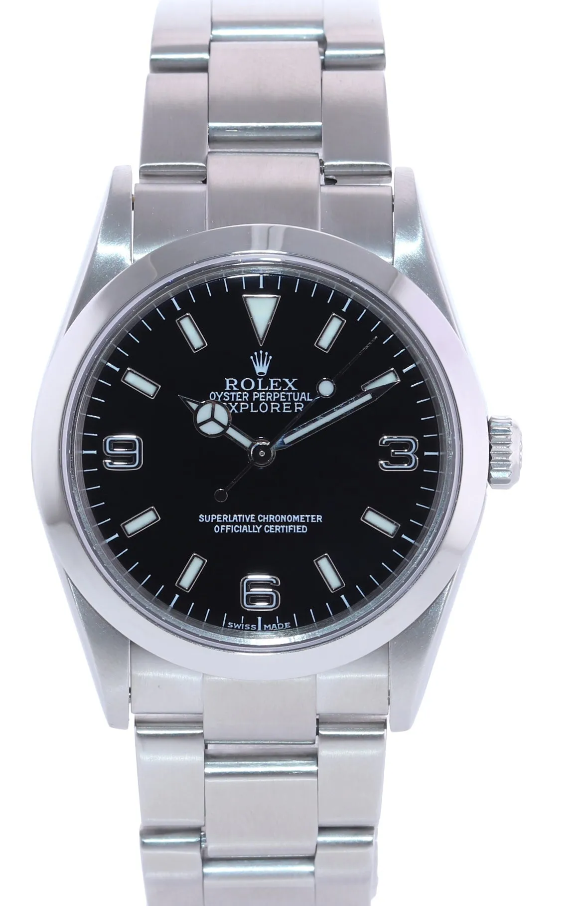 2001 Rolex Explorer I Black 36mm 114270 Steel Black Arabic Lume Watch