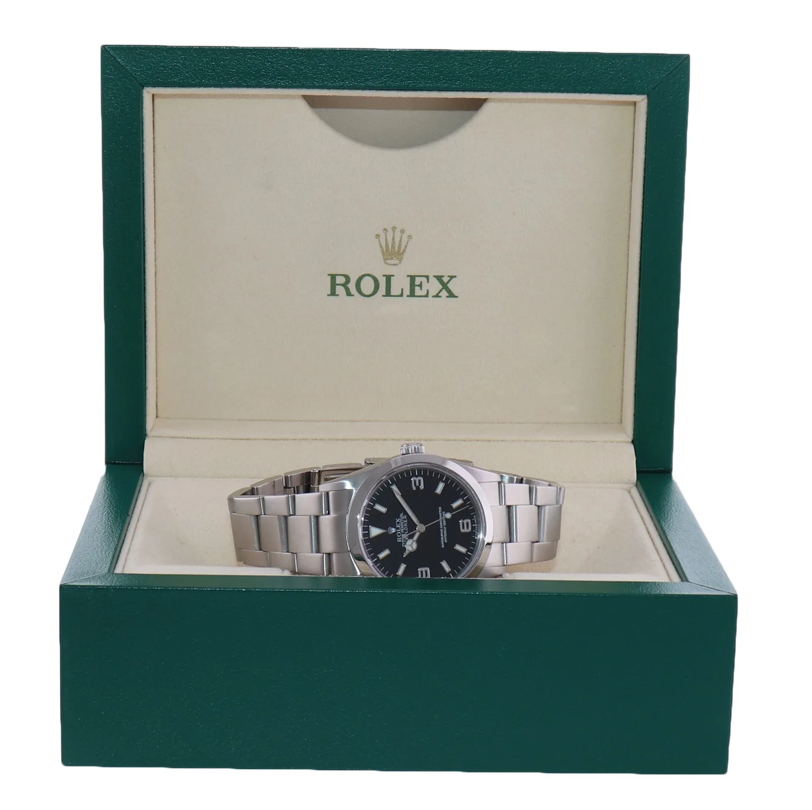 2001 Rolex Explorer I Black 36mm 114270 Steel Black Arabic Lume Watch