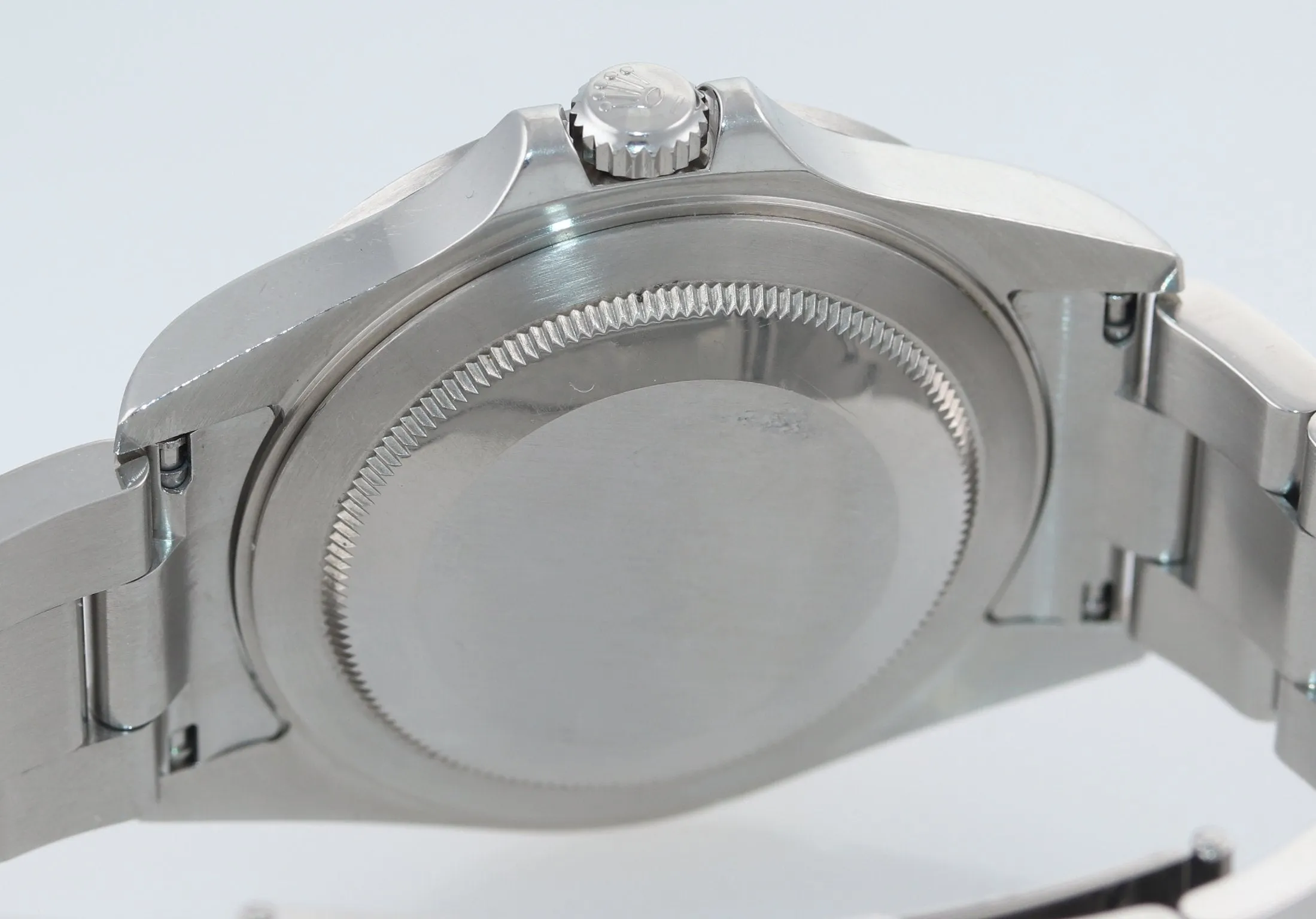 2005 NO HOLES Rolex Explorer II 16570 Stainless Steel Black Date GMT 40mm Watch