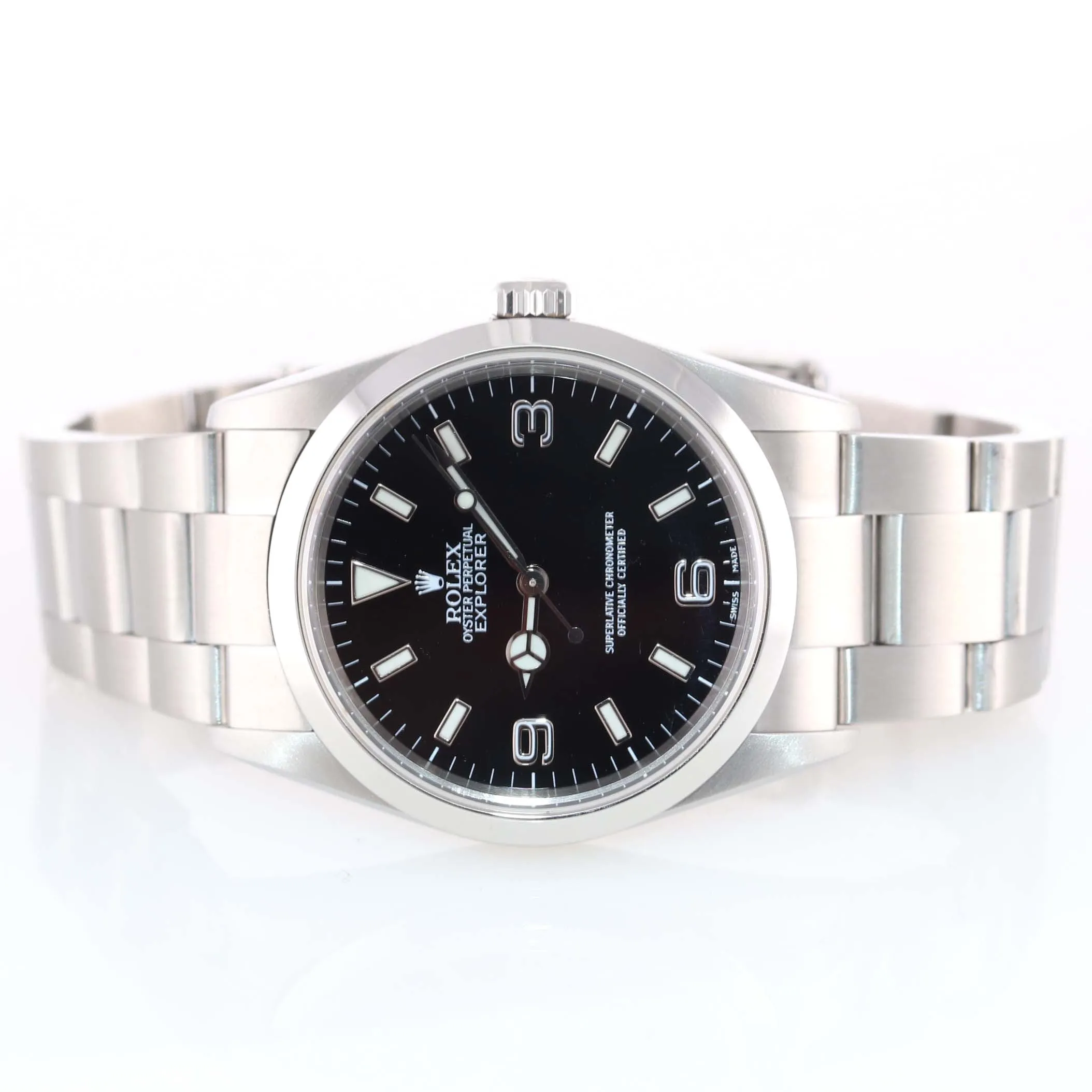 2007 MINT Rolex Explorer I Black 36mm 114270 Steel Black Arabic Lume Watch