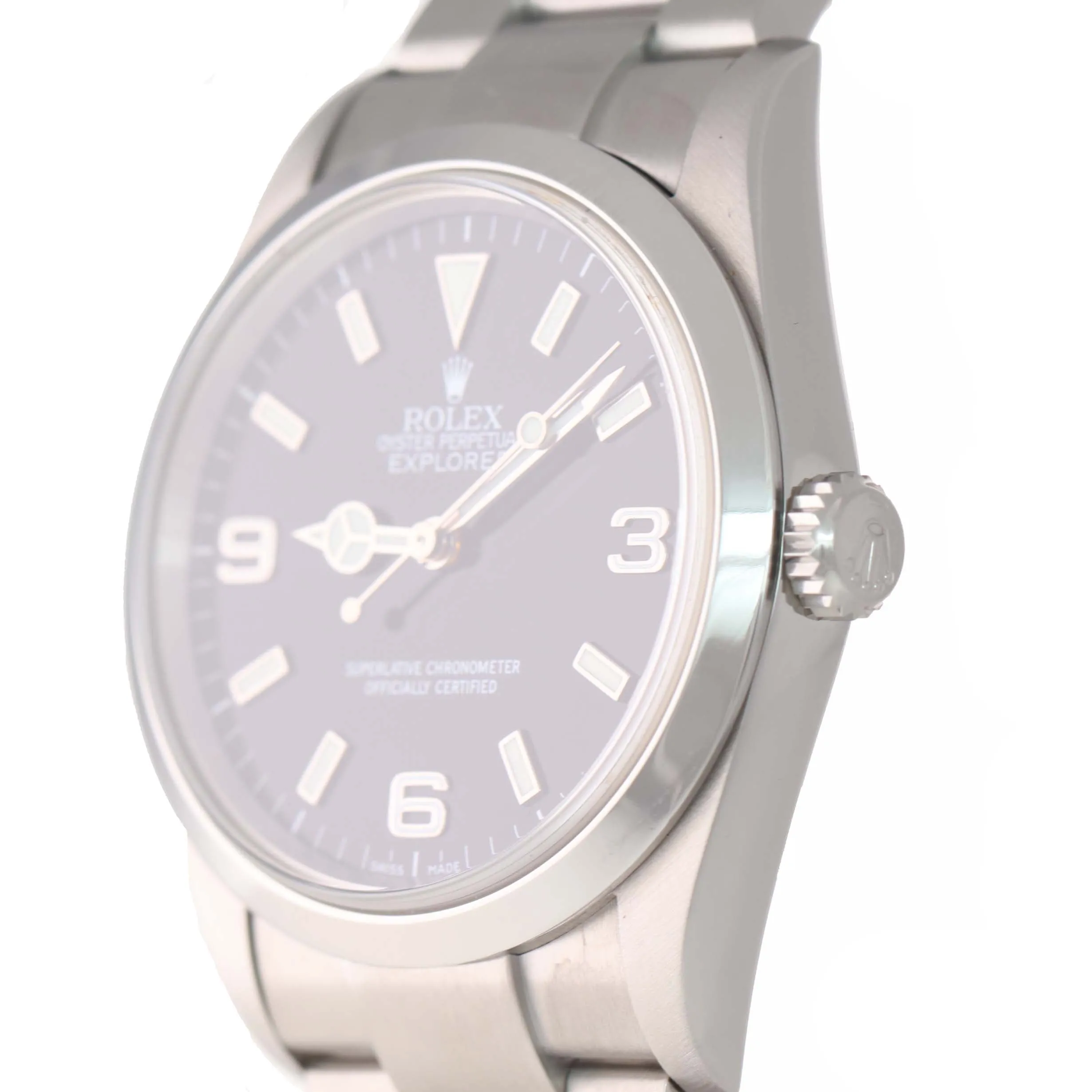2007 MINT Rolex Explorer I Black 36mm 114270 Steel Black Arabic Lume Watch