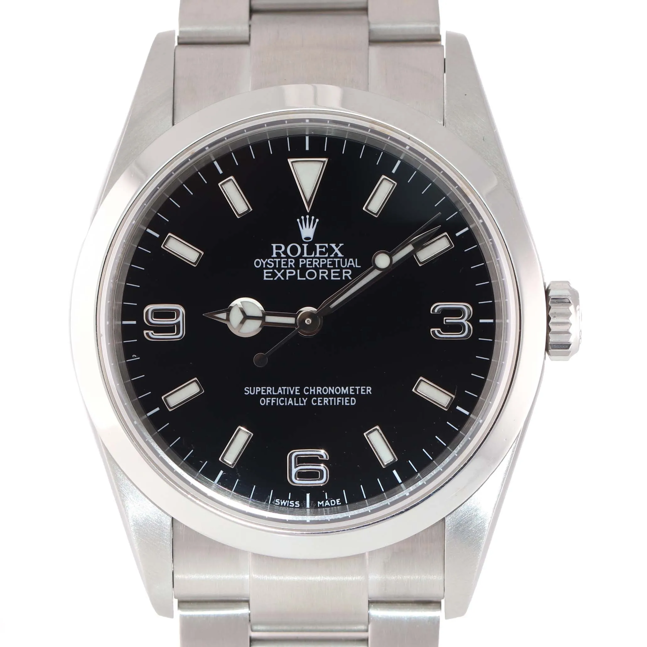 2007 MINT Rolex Explorer I Black 36mm 114270 Steel Black Arabic Lume Watch